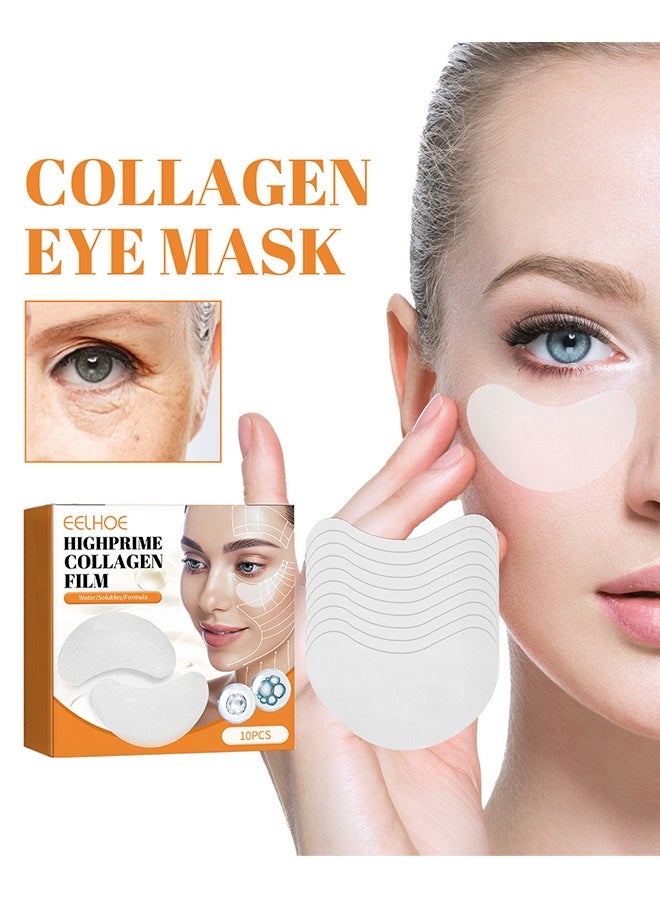 إيلهو قناع عين من هايبرايم كولاجين فيلم-فيلم، تركيبة قابلة للذوبان في الماء، تلاشي الهالات السوداء وخطوط العين، قناع رفع وشد 10 قطع - Image 1