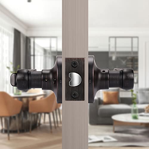 KNOBWELL 6 Pack Oil Rubbed Bronze Door Handles Interior Privacy Door Levers for Bedroom/Bathroom with Thumb Turn Lock Inside, Reversible for Right or Left - Image 5