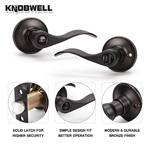 KNOBWELL 6 Pack Oil Rubbed Bronze Door Handles Interior Privacy Door Levers for Bedroom/Bathroom with Thumb Turn Lock Inside, Reversible for Right or Left - Image 4