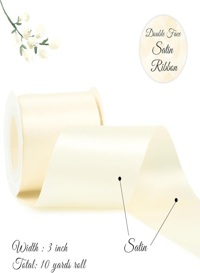 Delite Ribbons Multi-Purpose 3 inch Double Side Satin Ribbon Roll of 10 Meters for Parties Decorations, Christmas, Diwali, Invitation Card, Gift Wrapping, and Craft, Project Work (Ivory) - Image 1