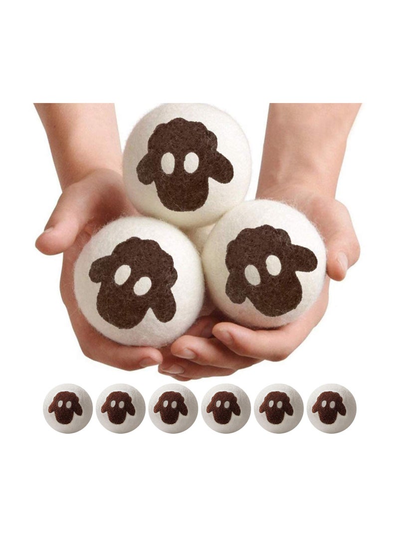 SYOSI Tumble Dryer Balls, 6 Pack Wool Dryer Balls for Laundry, XL Size Reusable Laundry, Reduce Drying Time, Wrinkles and Static, Soften Fabric, Reduce Tangle and Make Clothes Fluffy, White for Tumble Dryer - Image 1