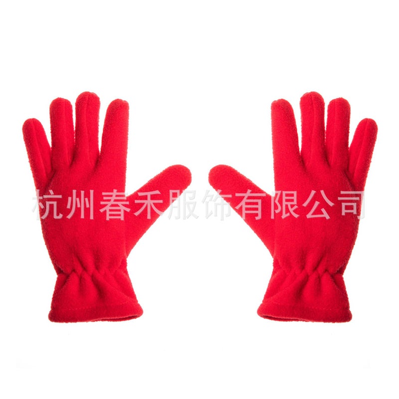 Kids Fleece Gloves 5-Finger Winter Wholesale Red 