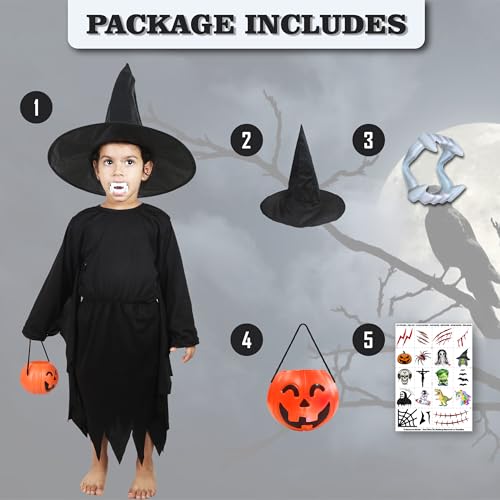 Sarvda Halloween Dress for boys girls kids and adults Bat Dress with Addons : 5 Years-6 Years,black,fabric - Image 2