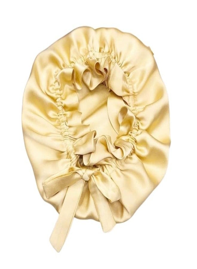 Atrube's Satin Silk Hair Bonnet Reversible Sleep Cap with adjustable tie band with Scrunchie PonyTail Holder for Women or Girls Pack of 1 - Image 3