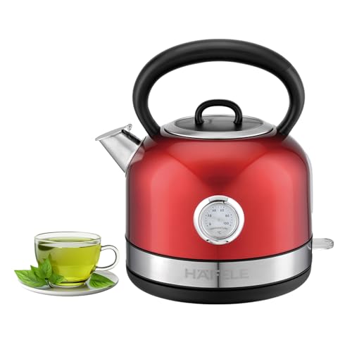 Hafele Dome Plus 2200W, 240V Electric Stainless Steel Kettle with Spout Cover with Analogue Temperature Display, Detachable Micro-Mesh Filter for Lime Scale Filtering, Easy Cleaning (1.7 L, Red) - Image 1