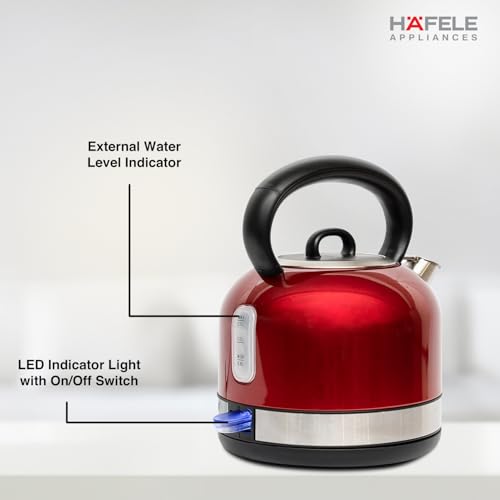 Hafele Dome Plus 2200W, 240V Electric Stainless Steel Kettle with Spout Cover with Analogue Temperature Display, Detachable Micro-Mesh Filter for Lime Scale Filtering, Easy Cleaning (1.7 L, Red) - Image 2