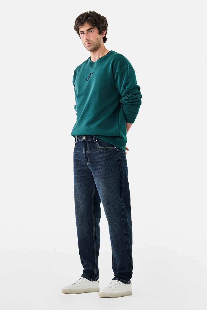 سنيتش Dark Blue Solid Relaxed Casual Jeans