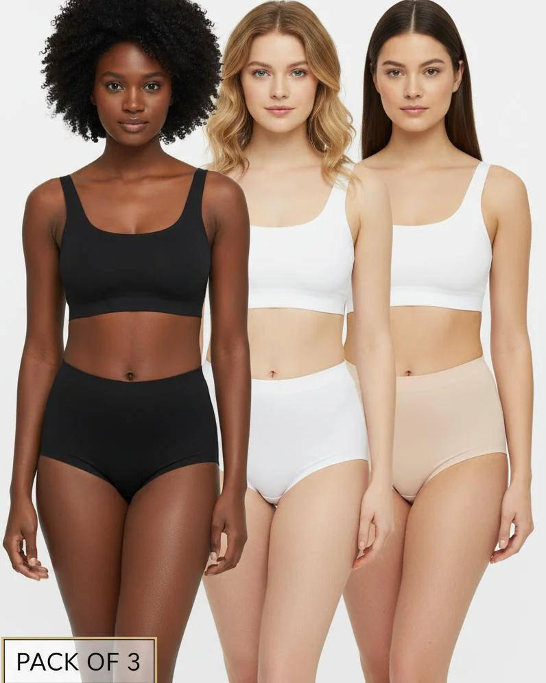 Redtag Women 3-Pack Cotton Invisible Full Briefs