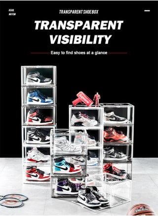 6 Pack Shoe Boxes Clear Plastic Stackable Sneaker Storage Boxes with Magnetic Door Acrylic Boxes for Display Side Open Shoe Box Clear Shoe Boxes Stackable Shoe Containers - pzsku/ZFCB0D5AA02EF723A59B0Z/45/_/1729926244/6722a8b3-4aa2-4c4d-b9a5-4a5777c7cdb1