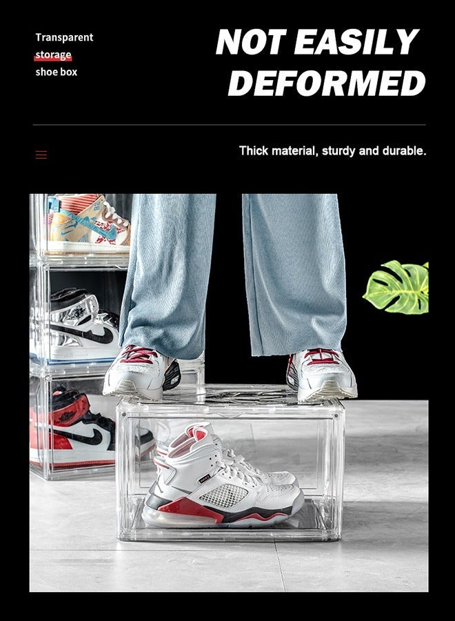 هومار كيت 6 عبوات صناديق أحذية بلاستيكية شفافة قابلة للتكديس صناديق تخزين للأحذية الرياضية مع باب مغناطيسي صناديق أكريليك لعرض صندوق الأحذية المفتوح الجانبي صناديق الأحذية الشفافة حاويات الأحذية القابلة للتكديس - Image 5