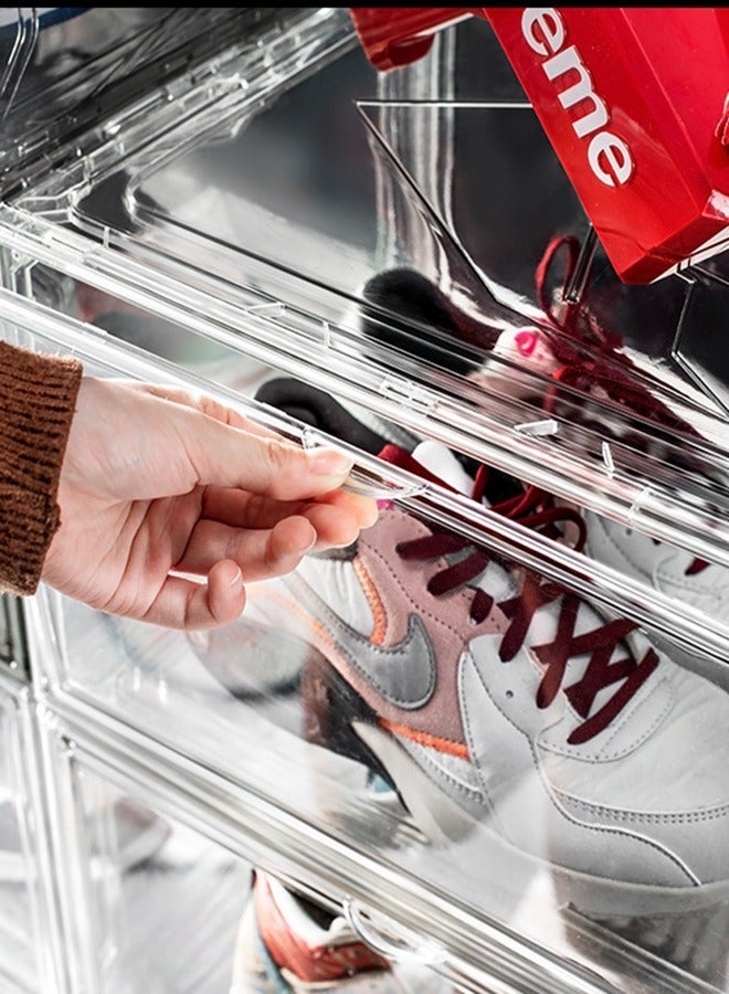 هومار كيت 6 عبوات صناديق أحذية بلاستيكية شفافة قابلة للتكديس صناديق تخزين للأحذية الرياضية مع باب مغناطيسي صناديق أكريليك لعرض صندوق الأحذية المفتوح الجانبي صناديق الأحذية الشفافة حاويات الأحذية القابلة للتكديس - Image 4