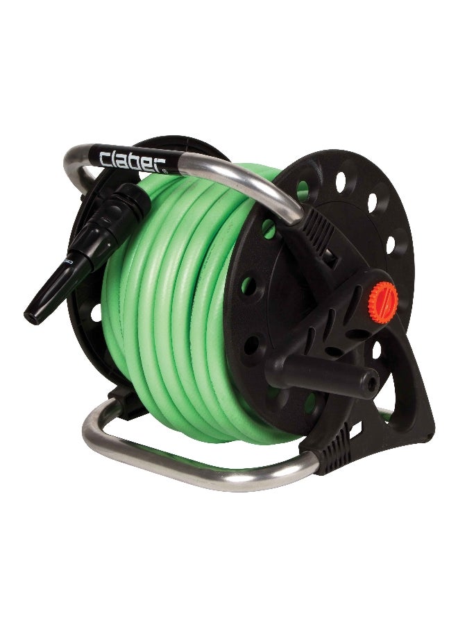 Claber Weather Resistant and Shockproof Aquapony Wall Mounted Hose Reel Kit Grey and Black 15m x 1/2 inch 8884  - Image 1