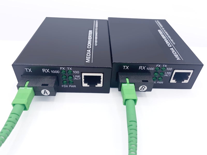 Elfcam® - 1 Pair Gigabit Fiber Ethernet Converters 1000M/100M/10M, SFP Media Converter Included, Up to 20KM Distance on Single Mode SC Fiber Optic (1 RJ45 Port *1 RJ45 Port) - Image 5