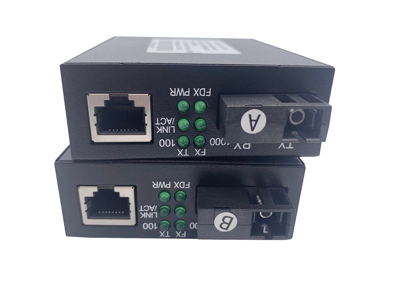 Elfcam® - 1 Pair Gigabit Fiber Ethernet Converters 1000M/100M/10M, SFP Media Converter Included, Up to 20KM Distance on Single Mode SC Fiber Optic (1 RJ45 Port *1 RJ45 Port) - Image 3