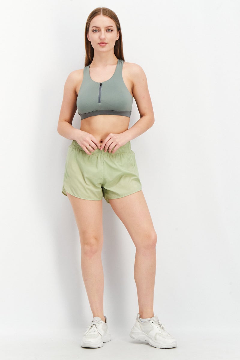 Adidas Women Sportswear Fit Brand Logo 3 Inseam Running Shorts, Light Green - Image 3