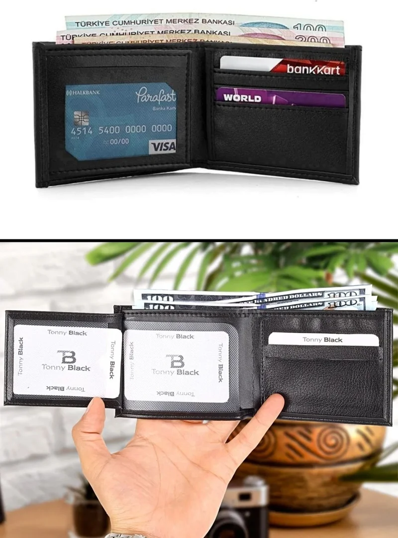 tonny black Original Men's Special Gift Boxed Set of 2 Luxury Series Gift Accessory Box Dowry Wedding Groom Set for Father Stylish Classic Leather Belt and Wallet Set