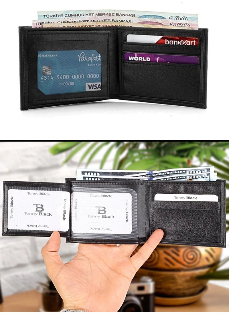 tonny black - Original Men's Special Gift Boxed Set of 2 Luxury Series Gift Accessory Box Dowry Wedding Groom Set for Father Stylish Classic Leather Belt and Wallet Set - Image 1