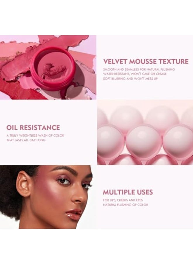 بوداير 2 قطع من أحمر الخدود كريمي، 4 ألوان عالية الصبغة، أملس وقابل للبناء، أحمر خدود بمظهر طبيعي طويل الأمد (اللون 05+07) - Image 5