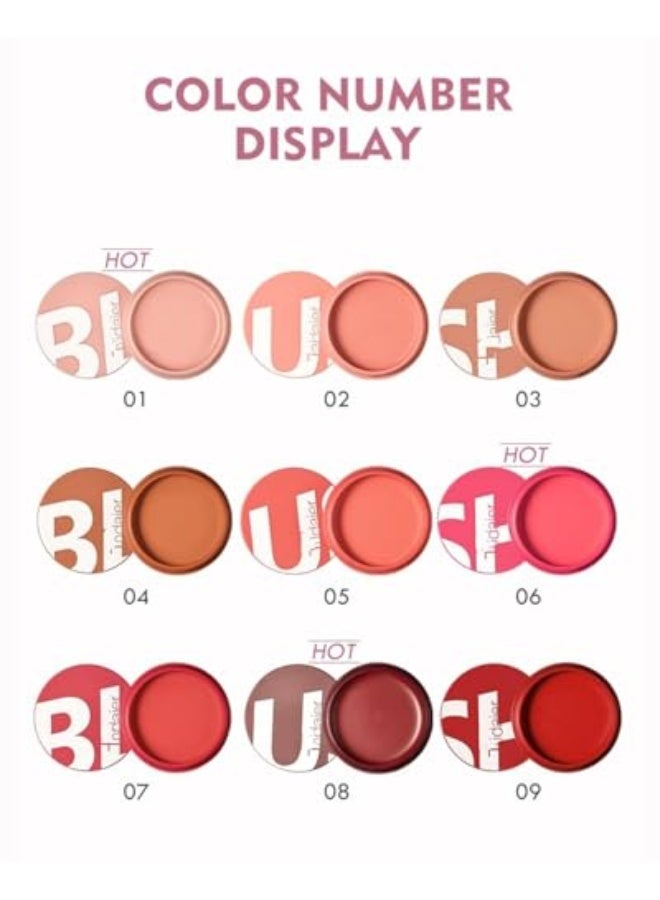 بوداير 2 قطع من أحمر الخدود كريمي، 4 ألوان عالية الصبغة، أملس وقابل للبناء، أحمر خدود بمظهر طبيعي طويل الأمد (اللون 05+07) - Image 3