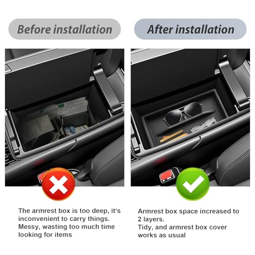SKTU 2-Pack 2023 2024 2025 2026 Lexu s RX350 Center Console Organizer for 2023-2026 Lexu s RX350/RX450h/RX500h Console Tray 2023 2024 2025 2026 RX350 Accessories with Sunglasses Holder [Double Layers] - Image 3