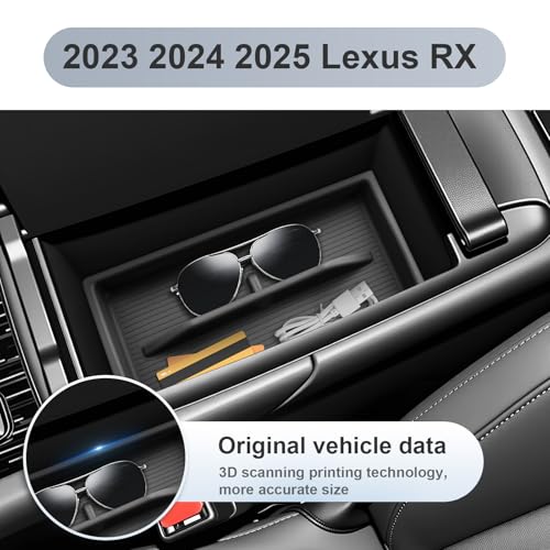 SKTU 2-Pack 2023 2024 2025 2026 Lexu s RX350 Center Console Organizer for 2023-2026 Lexu s RX350/RX450h/RX500h Console Tray 2023 2024 2025 2026 RX350 Accessories with Sunglasses Holder [Double Layers] - Image 4