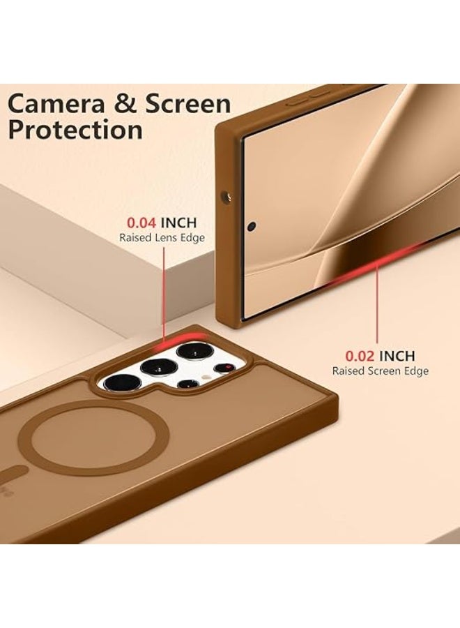 Magnetic for Samsung Galaxy S25 Ultra Case, Compatible with MagSafe, Military Grade Dropproof Translucent Matte Hard Back Slim Protective for Samsung S25 Ultra 5G Case, brown - Image 2