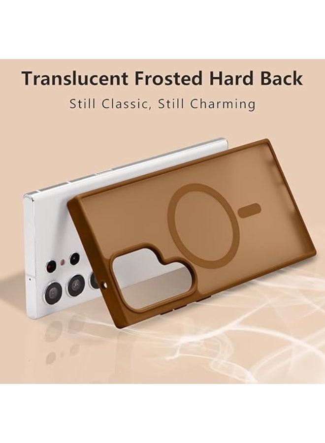 Magnetic for Samsung Galaxy S25 Ultra Case, Compatible with MagSafe, Military Grade Dropproof Translucent Matte Hard Back Slim Protective for Samsung S25 Ultra 5G Case, brown - Image 4