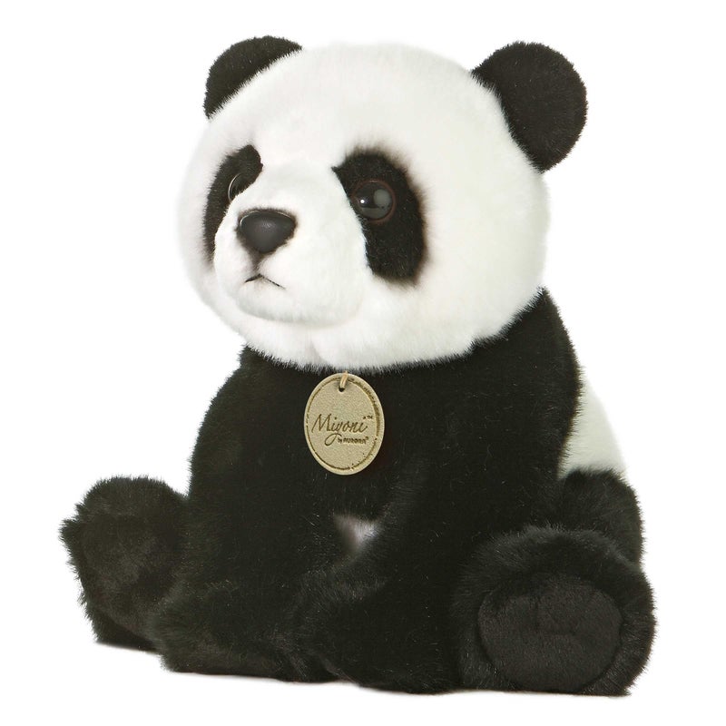 AuroraÂ® Realistic MiyoniÂ® Panda Stuffed Animal - Lifelike Details Make a Cherished Companion - Perfect for Decorating Bedrooms or Classrooms - Black and White 7.5 Inches