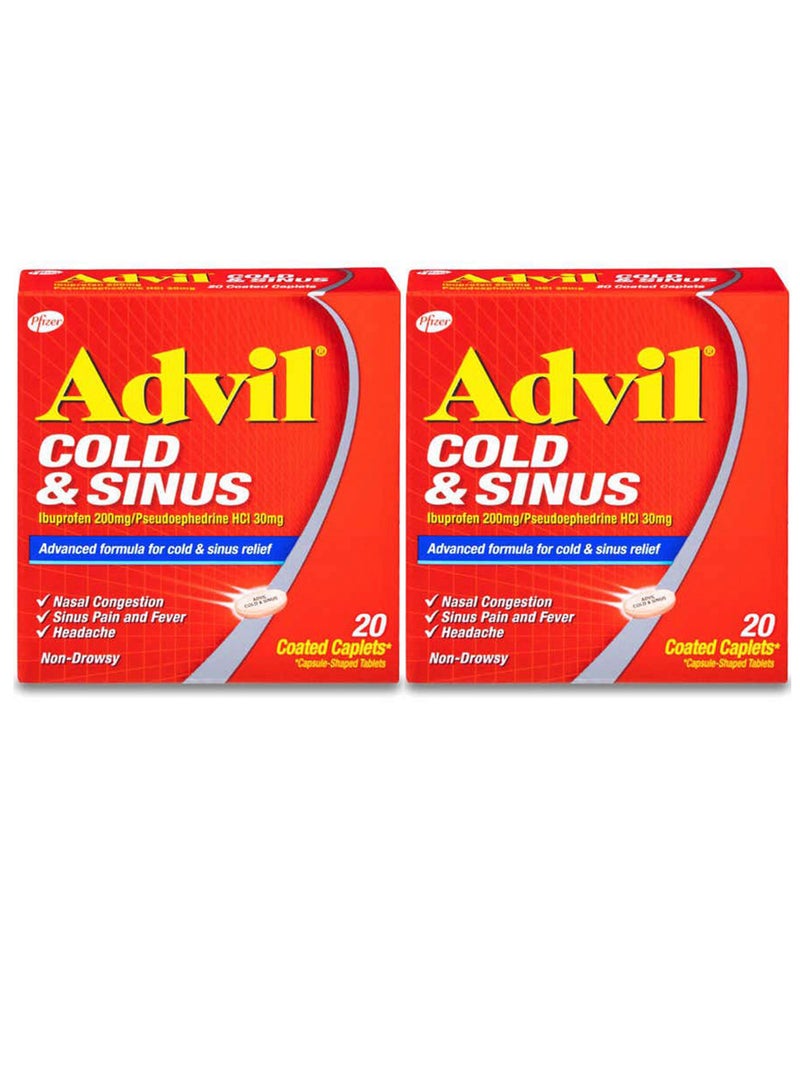 Advil Pack Of 2 Advil Cold And Sinus Caplet 20pcs - Image 1