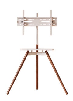 FlashHawk Tripod Floor TV Stand for 32-75 inch Screen TV, Height Adjustable, 15° Tilt Adjustable,TV Mount with Wooden Tray Cable Management, VESA 600*400 MM, Load-bearing 45 KG - White  - Image 1