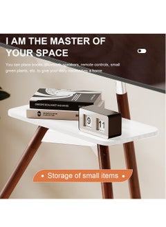 FlashHawk Tripod Floor TV Stand for 32-75 inch Screen TV, Height Adjustable, 15° Tilt Adjustable,TV Mount with Wooden Tray Cable Management, VESA 600*400 MM, Load-bearing 45 KG - White  - Image 2