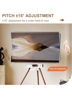 FlashHawk Tripod Floor TV Stand for 32-75 inch Screen TV, Height Adjustable, 15° Tilt Adjustable,TV Mount with Wooden Tray Cable Management, VESA 600*400 MM, Load-bearing 45 KG - White  - Image 3