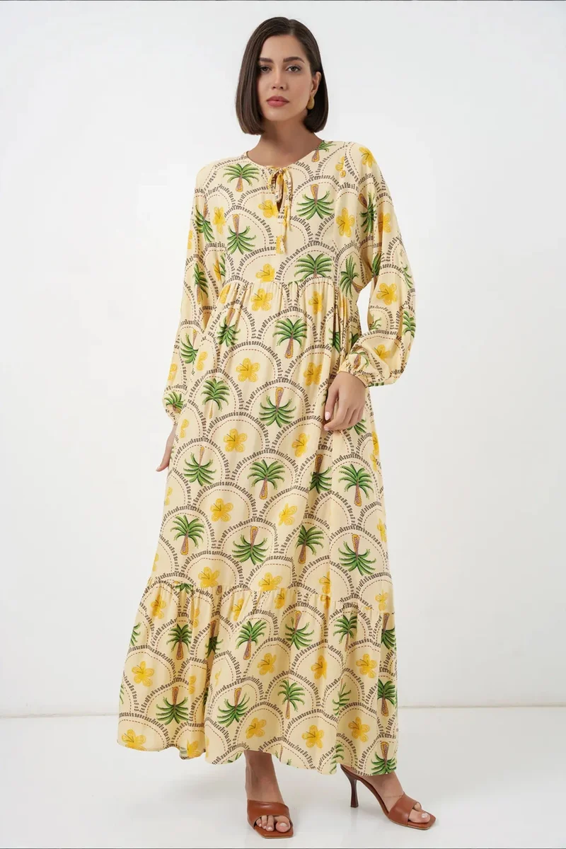 بيغ دارت BDART Tropical Printed Maxi Dress with Button Closure