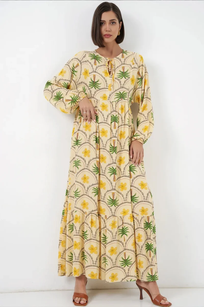 بيغ دارت BDART Tropical Printed Maxi Dress with Button Closure