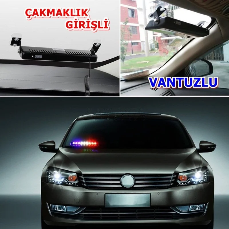 NKT GROUP 9 Led Car Cigarette Lighter With Input Suction Cup Blue Red White Flash LED