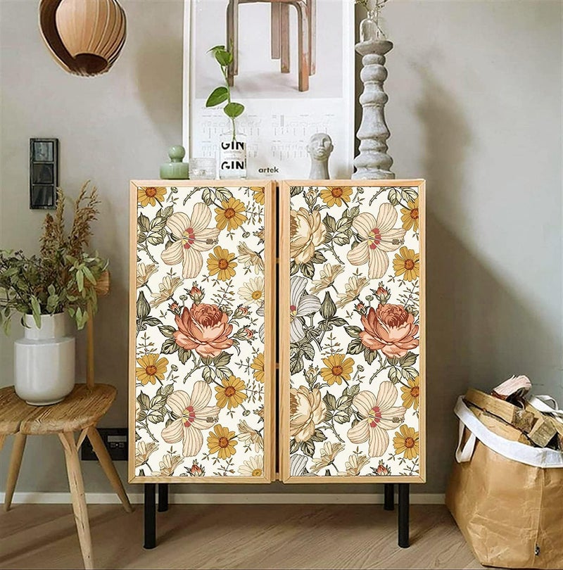 Blooming Wall Multicolor Peony Daisy Peel and Stick Wallpaper Self Adhesive Wall Mural Wall Decor, 14.5 Square Ft/Roll - Image 3