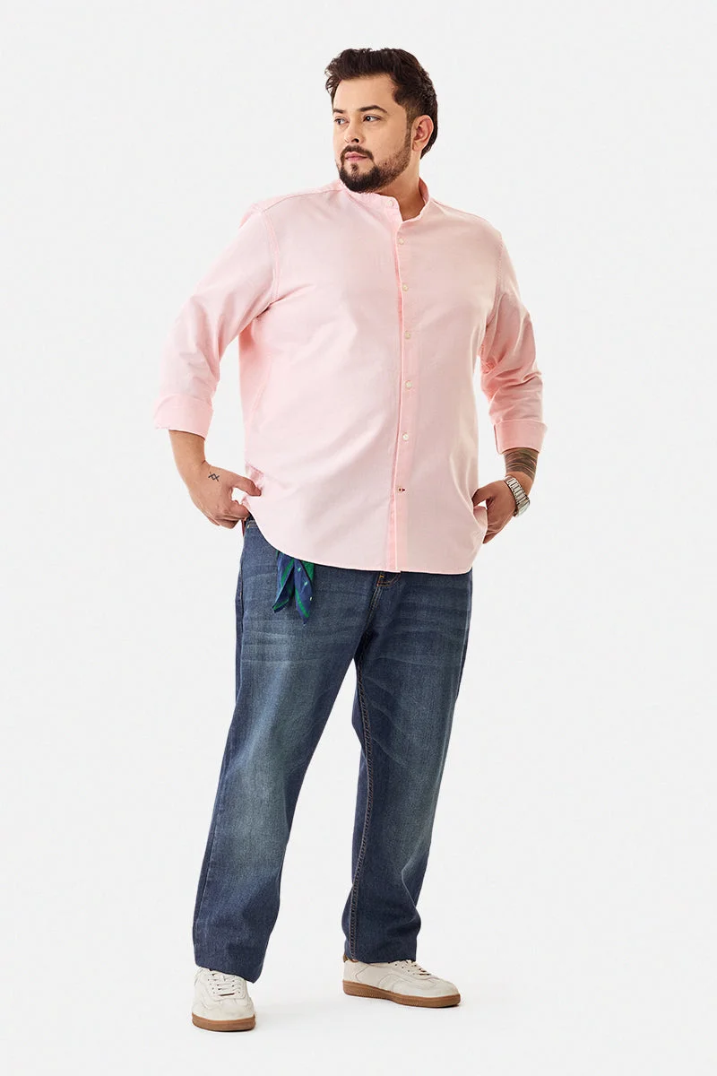 SNITCH قميص قطني مقاس كبير بياقة ماندرين