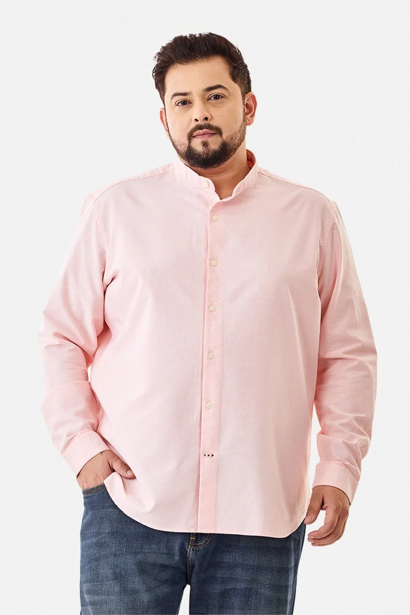 سنيتش قميص قطني مقاس كبير بياقة ماندرين