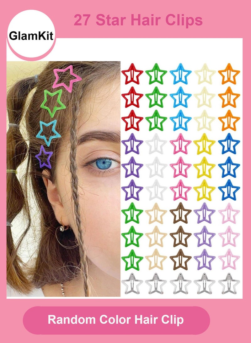 GlamKit 27-piece set of colorful star hair clips, cute hair accessories for girls and children, candy-colored hair clips (random colors) - Image 1