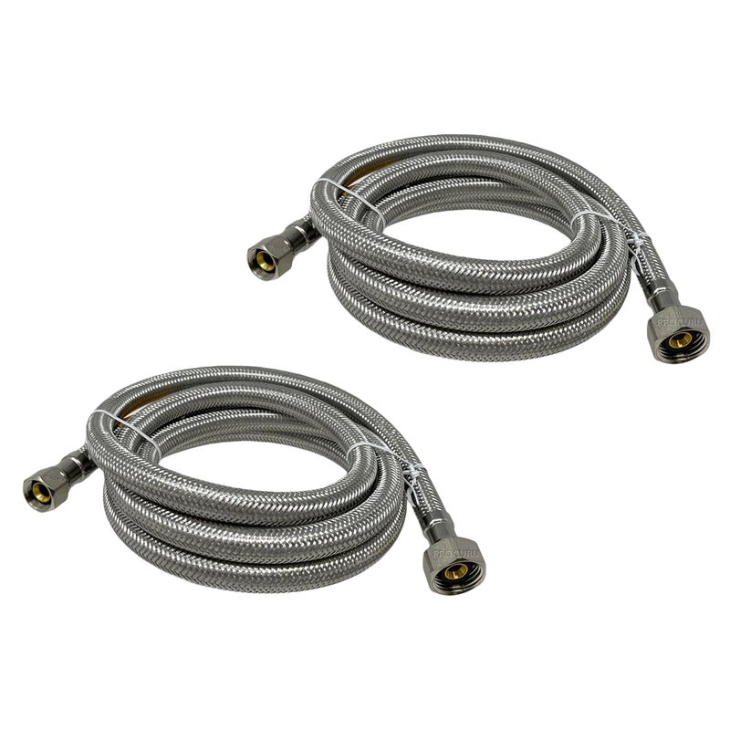 2Pack PROCURU 72 6Ft x 38 Comp x 12 FIP Faucet Hose Connector Stainless Steel Braided Supply Line Certified Safe 9SF722P