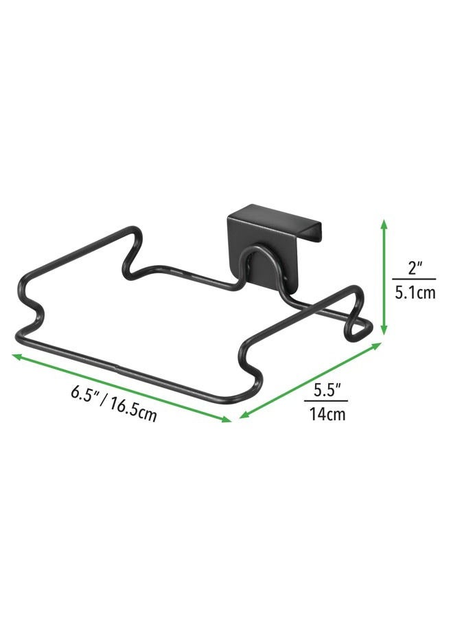 mDesign Over the Cabinet Metal Wire Small Garbage Container, Trash Bag Holder Rack for Recycled Reusable Disposable Plastic Shopping Grocery Bags for Kitchen, Pantry, Garage, Bathroom - Matte Black - Image 4