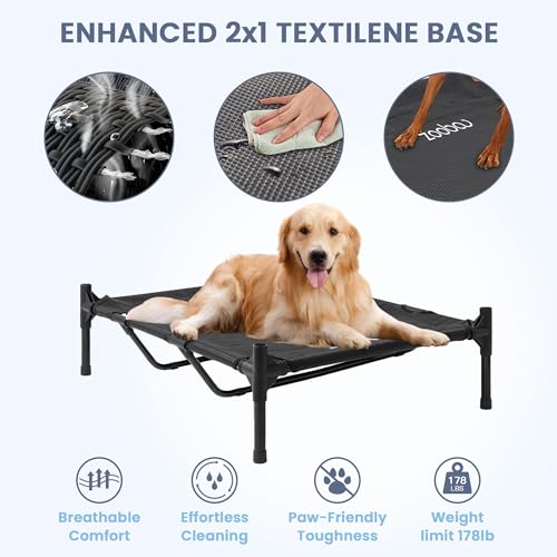 Zooba 48" XL Outdoor Dog House – Weatherproof Elevated Pet Shelter, Breathable Mesh & Steel Frame, Easy to Assemble & Clean, Large Dog Houses for All Seasons (Grey) - Image 4
