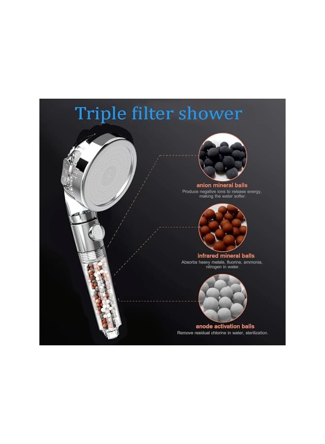 The Bros Ionic Shower Head,Filter Shower Head,3 Spray Adjustable Handheld Shower High Pressure Filter Shower,Handheld Shower Filter for Hard Water Bathroom Fixtures,Contain Extra Mineral Balls 1 Package - Image 5