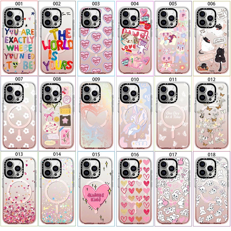 Gradient Powder Ice Crystal Frame Magnetic Suction For Apple Iphone15Promax Phone Case 13 Fashion Brand 16Pro Set - Image 1