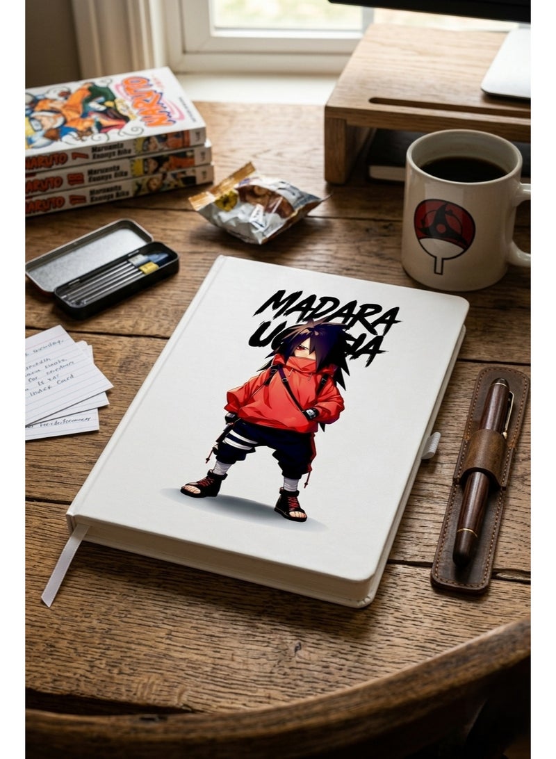 Bickerbond Madara Uchiha Anime Hardcover Notebook - Urban Streetwear Edition | A5 Premium Lined Journal with Elastic Band & Ribbon Bookmark - White - Image 2