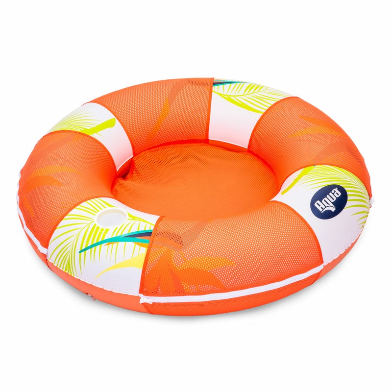 Aqua Leisure NEW AQUA 36” Birds of Paradise Pool Hammock Float Tube with Mesh Center and Cup Holder – Floating Tube for Adults & Kids - Image 1