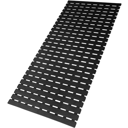 MBOSS Bath Tub Shower Mat Non Slip Bathtub Mats for Bathroom Shower Floor Mat Bath Mats for Shower Tub Anti Slip Shower Mat with Drain Hole and Large Suction Cups (Black, 37.5 X 15.7 Inch) - Image 1
