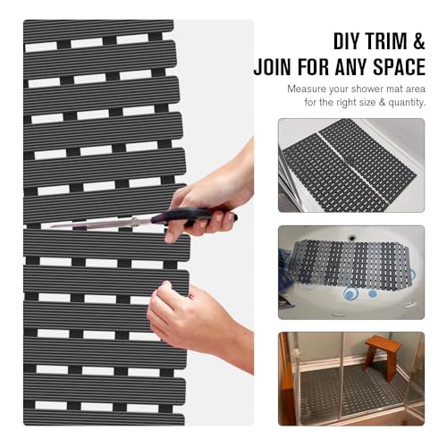 MBOSS Bath Tub Shower Mat Non Slip Bathtub Mats for Bathroom Shower Floor Mat Bath Mats for Shower Tub Anti Slip Shower Mat with Drain Hole and Large Suction Cups (Black, 37.5 X 15.7 Inch) - Image 4