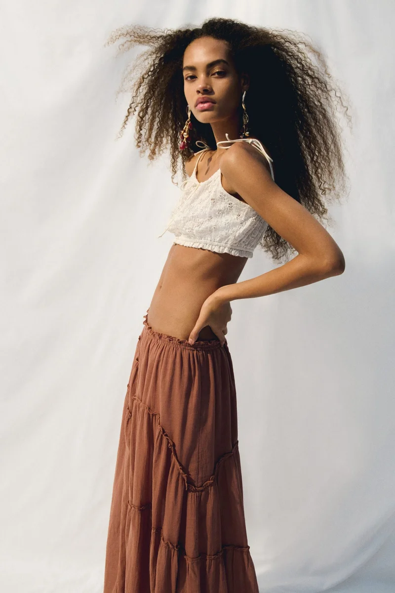 H&M  Tiered maxi skirt for Women | Best Price UAE