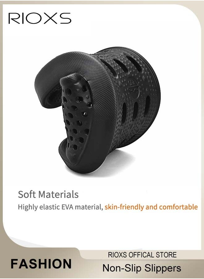 RIOXS - Slippers For Men Women, Quick Drying Shower Slippers With Drainage Holes, Soft Comfortable Slippers, Unisex Flat Sliders, Non-Slip Bath Slippers, Bathroom Slippers For Indoor Outdoor Poolside Use, Lightweight Dorm Home Slide Sandals - Image 1